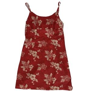 Wild Fable Women's Red Tropical Floral Smocked Cut Out Back Mini Dress Small